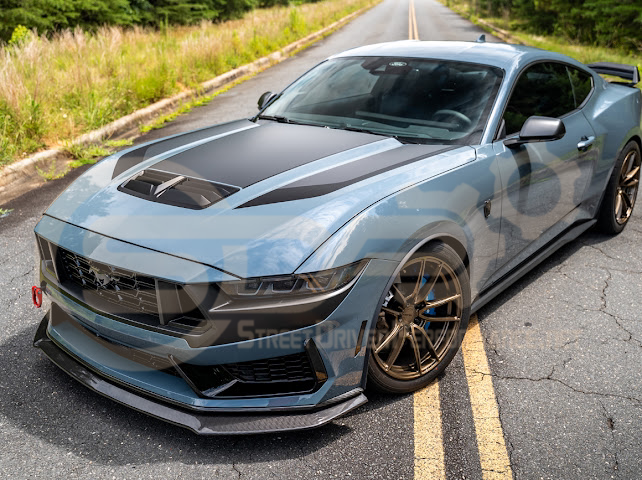 2024-Up Ford Mustang S650 | Dark Horse Factory Style CARBON FIBER Front Bumper Lip Splitter Ground Effects